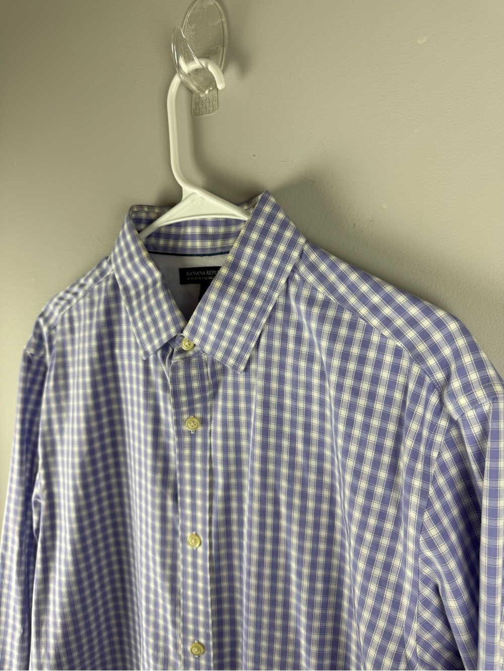 Banana Republic Men’s Purple White Plaid Long Sleeve Button Up Shirt SZ L Preppy